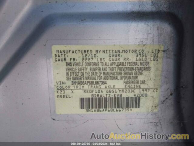 NISSAN SENTRA 2.0S, 3N1AB6AP6BL667354