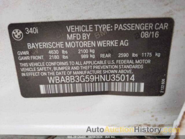 BMW 340I, WBA8B3G59HNU35014