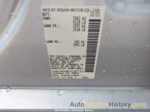 NISSAN ALTIMA SV FWD, 1N4BL4DV6NN318752