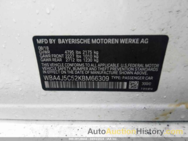BMW 440I GRAN COUPE, WBA4J5C52KBM66309
