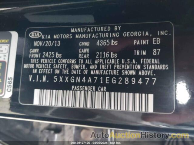 KIA OPTIMA EX, 5XXGN4A71EG289477