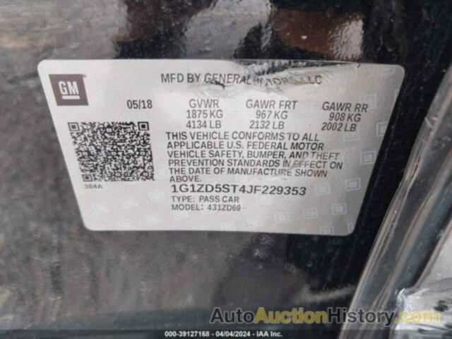 CHEVROLET MALIBU LT, 1G1ZD5ST4JF229353