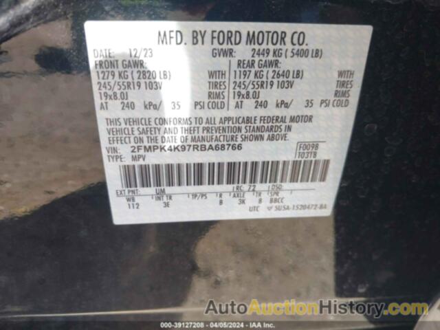 FORD EDGE TITANIUM, 2FMPK4K97RBA68766