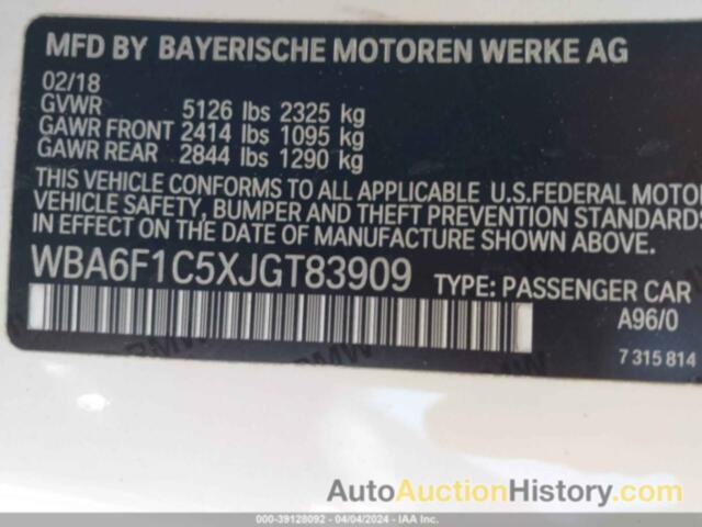 BMW 640I I, WBA6F1C5XJGT83909