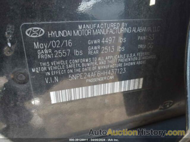 HYUNDAI SONATA SE, 5NPE24AF6HH437123