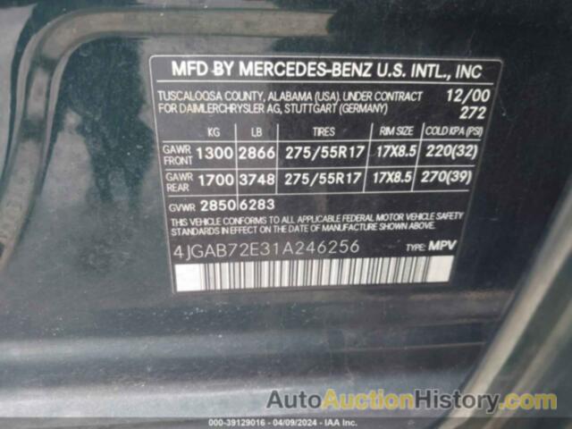 MERCEDES-BENZ ML 430, 4JGAB72E31A246256
