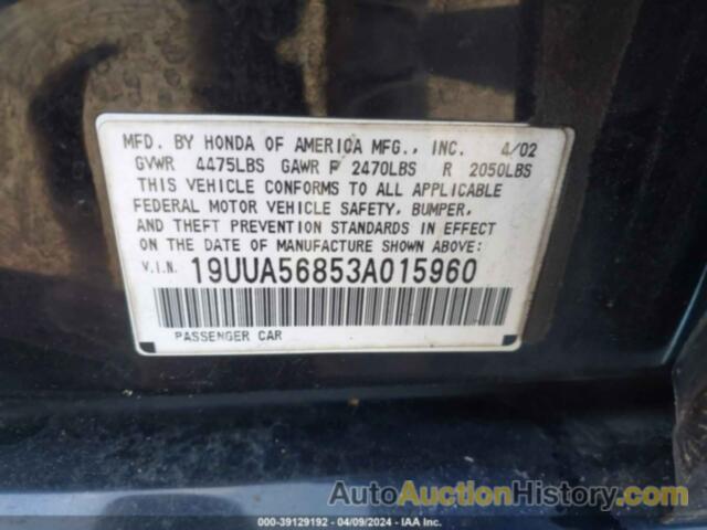 ACURA TL 3.2 TYPE S, 19UUA56853A015960