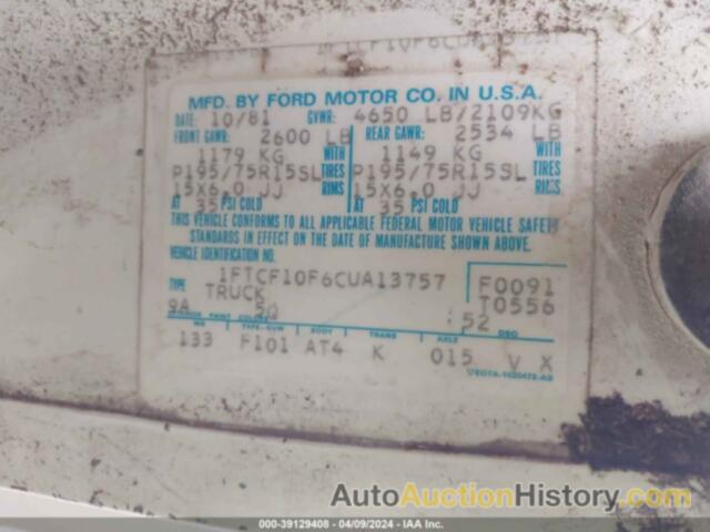 FORD F100, 1FTCF10F6CUA13757