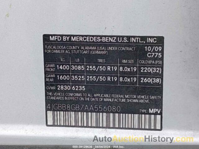 MERCEDES-BENZ ML 350 4MATIC, 4JGBB8GB7AA556080