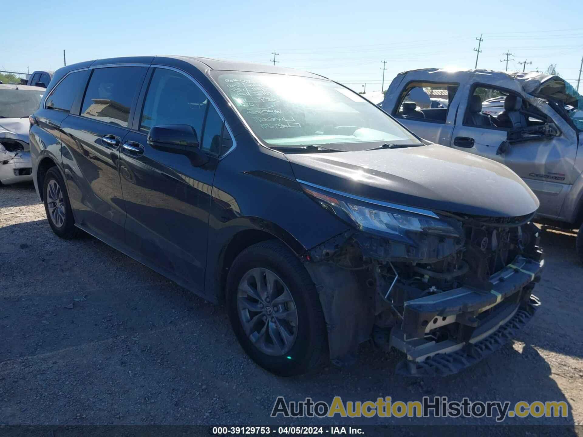 TOYOTA SIENNA XLE, 5TDYRKEC5NS134093