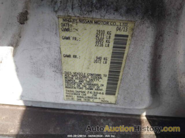 NISSAN ALTIMA 2.5 SV, 1N4AL3AP6DC263046