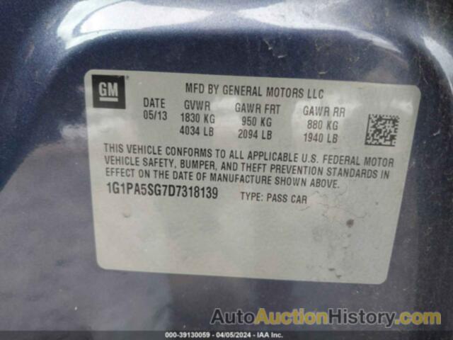 CHEVROLET CRUZE LS AUTO, 1G1PA5SG7D7318139