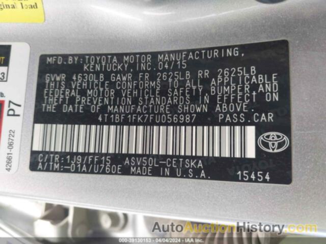 TOYOTA CAMRY SE, 4T1BF1FK7FU056987