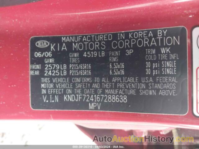 KIA SPORTAGE LX, KNDJF724167288638