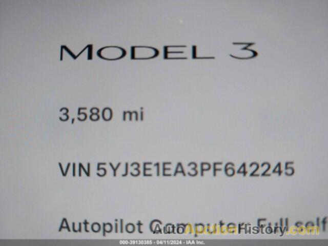 TESLA MODEL 3 REAR-WHEEL DRIVE, 5YJ3E1EA3PF642245