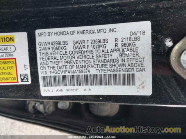 HONDA ACCORD EX, 1HGCV1F41JA158374