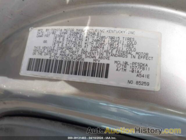 TOYOTA SIENNA CE, 4T3ZF19C93U545056