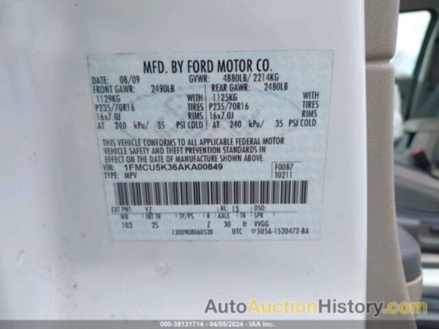 FORD ESCAPE HYBRID LIMITED, 1FMCU5K36AKA00849