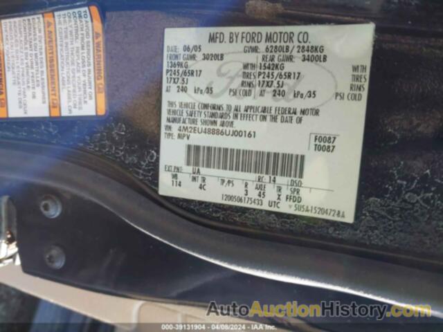 MERCURY MOUNTAINEER PREMIER, 4M2EU48886UJ00161