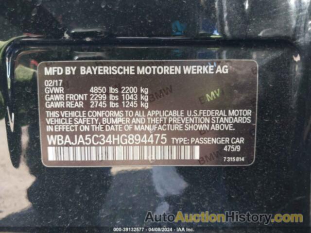 BMW 530I, WBAJA5C34HG894475