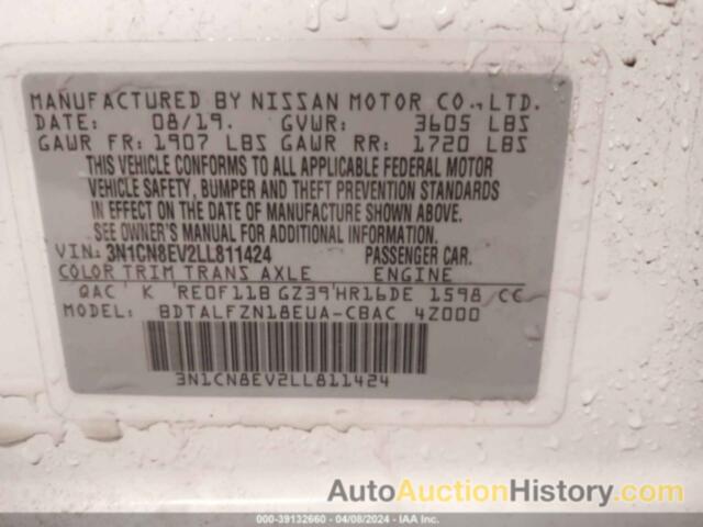 NISSAN VERSA SV XTRONIC CVT, 3N1CN8EV2LL811424