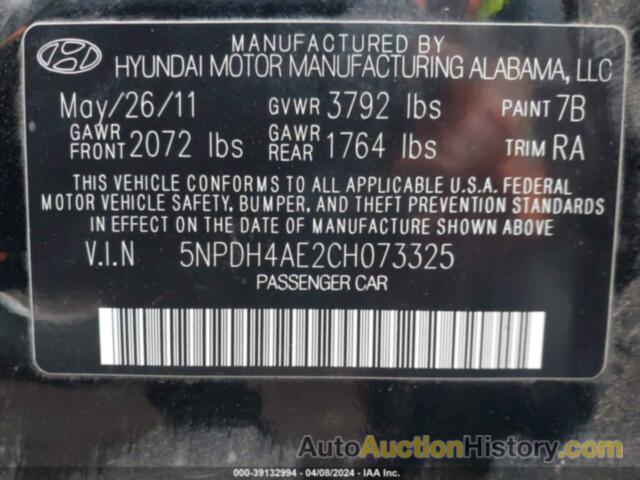 HYUNDAI ELANTRA GLS, 5NPDH4AE2CH073325