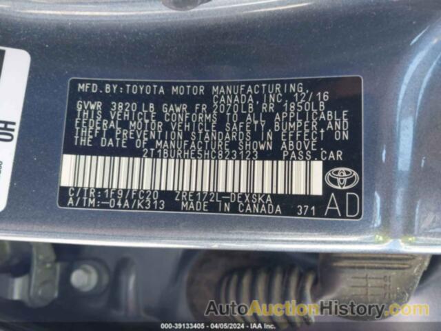 TOYOTA COROLLA SE, 2T1BURHE5HC823123