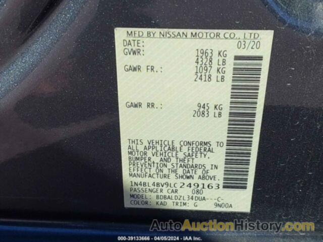 NISSAN ALTIMA S FWD, 1N4BL4BV9LC249163