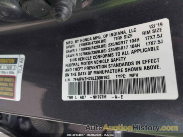HONDA CR-V AWD LX, 7FARW2H28LE006193