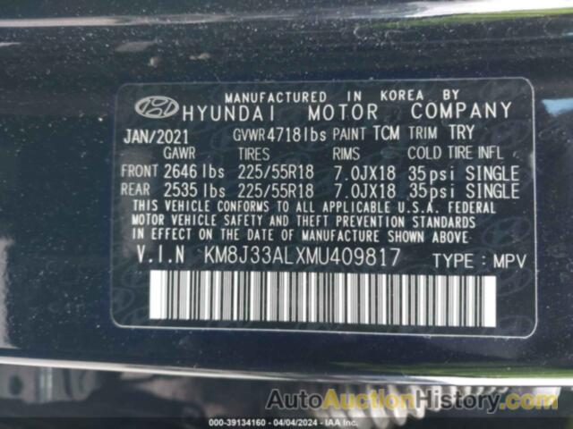 HYUNDAI TUCSON ULTIMATE, KM8J33ALXMU409817