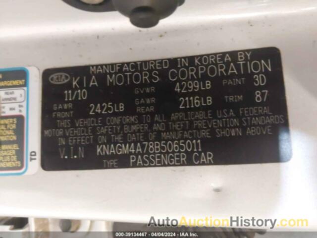 KIA OPTIMA LX, KNAGM4A78B5065011