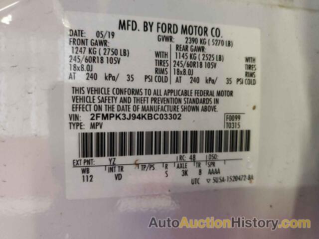 FORD EDGE SEL, 2FMPK3J94KBC03302