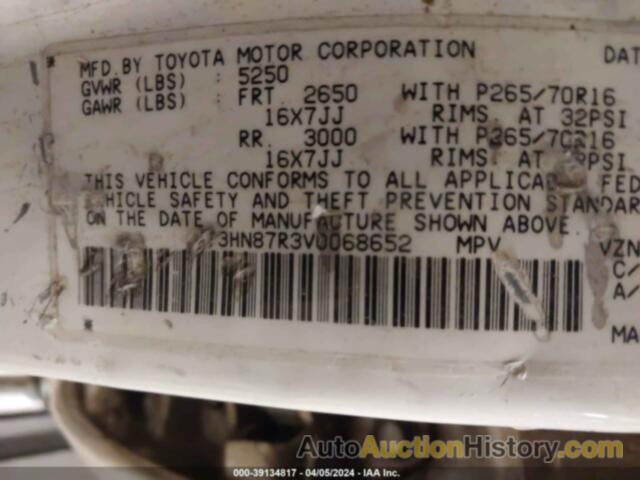 TOYOTA 4RUNNER SR5 V6 LIMITED, JT3HN87R3V0068652