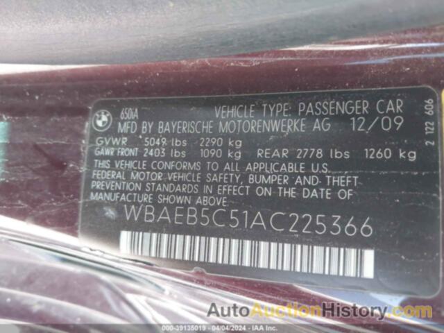 BMW 650I, WBAEB5C51AC225366