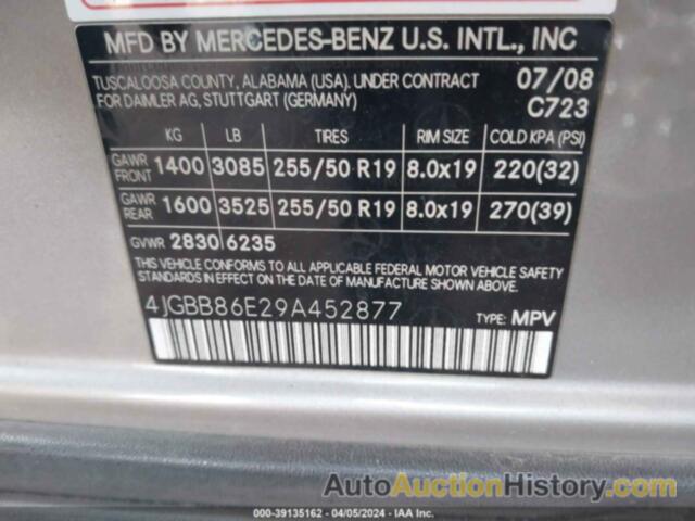 MERCEDES-BENZ ML 350 4MATIC, 4JGBB86E29A452877