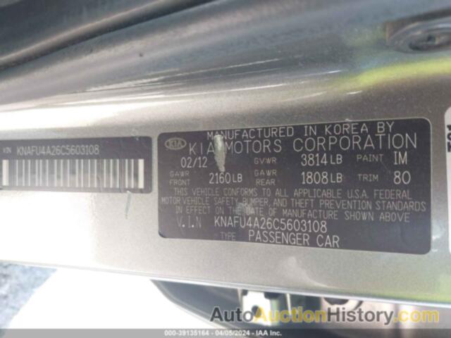 KIA FORTE EX, KNAFU4A26C5603108