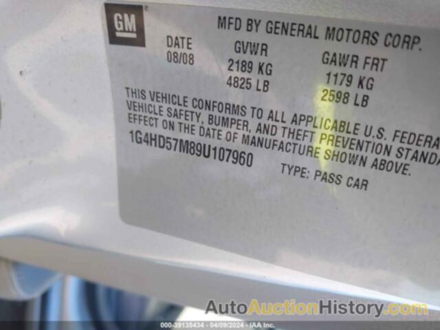 BUICK LUCERNE CXL, 1G4HD57M89U107960