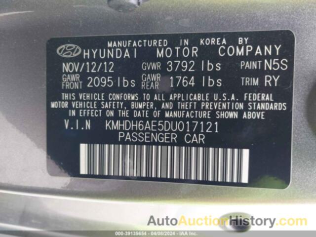 HYUNDAI ELANTRA GS, KMHDH6AE5DU017121