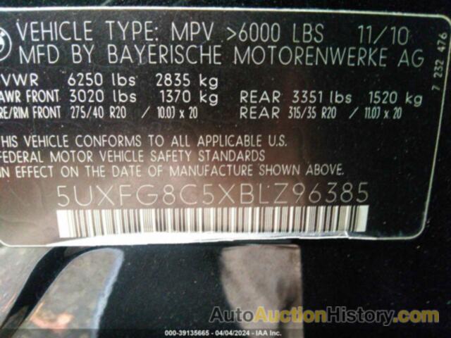 BMW X6, 5UXFG8C5XBLZ96385