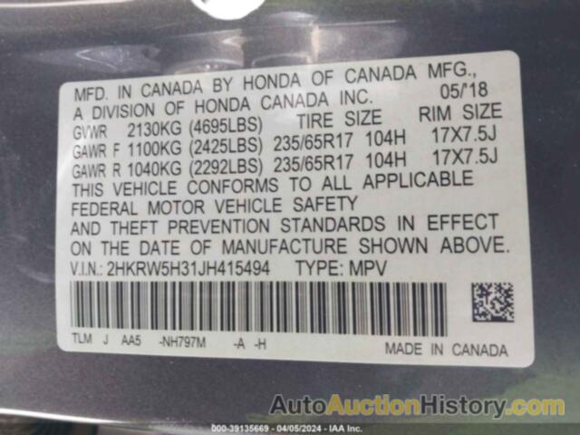 HONDA CR-V LX, 2HKRW5H31JH415494