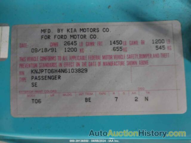 FORD FESTIVA GL, KNJPT06H4N6103829