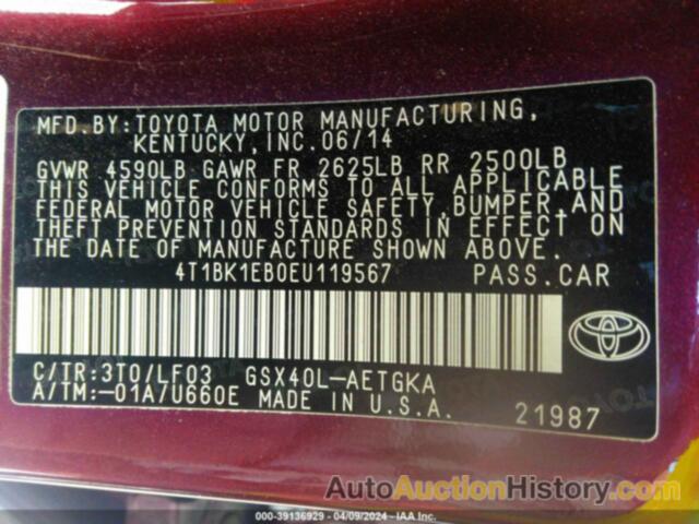 TOYOTA AVALON XLE PREMIUM, 4T1BK1EB0EU119567