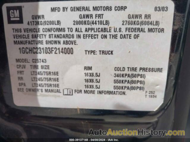 CHEVROLET SILVERADO 2500HD LS, 1GCHC23103F214000