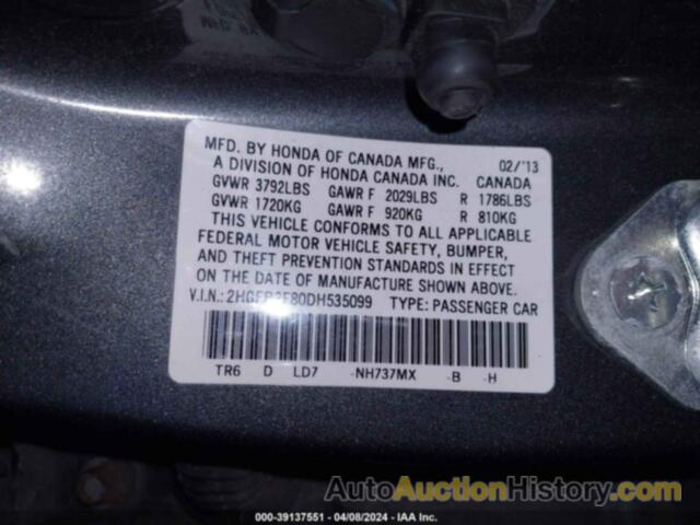 HONDA CIVIC EX, 2HGFB2F80DH535099