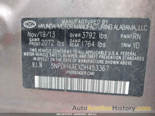 HYUNDAI ELANTRA GLS, 5NPDH4AEXDH453367