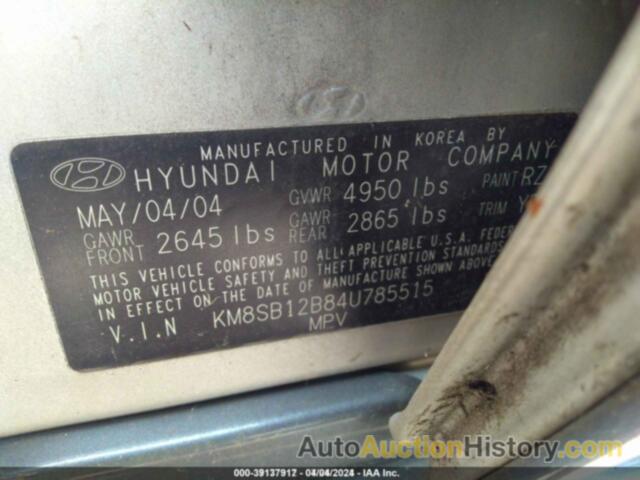 HYUNDAI SANTA FE, KM8SB12B84U785515