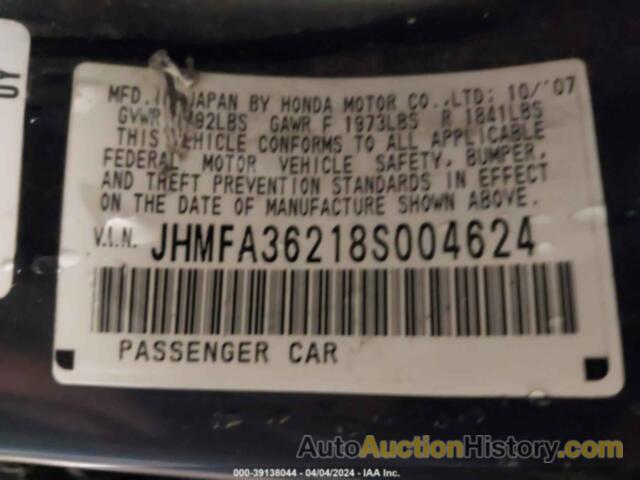 HONDA CIVIC HYBRID, JHMFA36218S004624