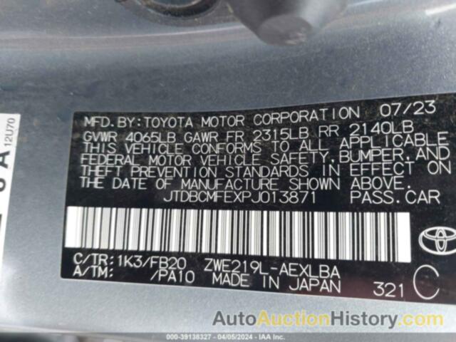 TOYOTA COROLLA LE/SE/XLE, JTDBCMFEXPJ013871