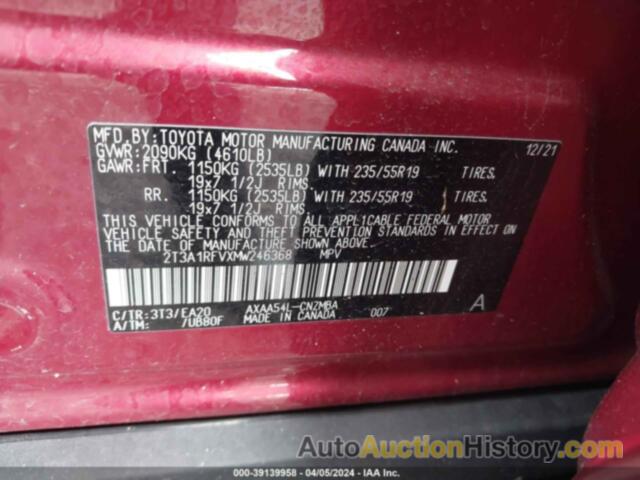 TOYOTA RAV4 XLE PREMIUM, 2T3A1RFVXMW246368