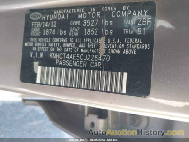 HYUNDAI ACCENT GLS, KMHCT4AE5CU226470